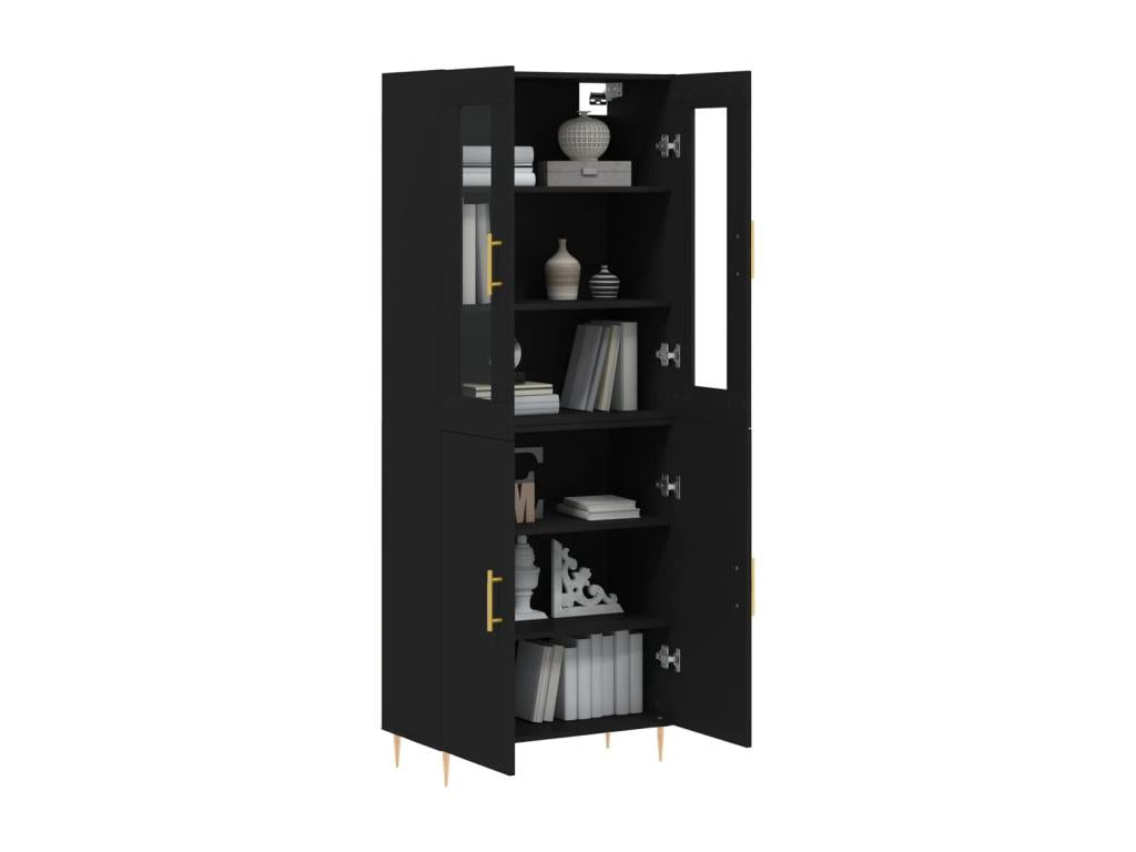 Highboard, Black, 69.5x34x180 cm, Engineered Wood, 00366WPZD