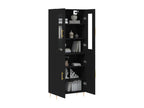 Highboard, Black, 69.5x34x180 cm, Engineered Wood, 00366WPZD
