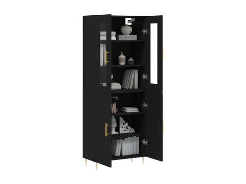 Highboard, Black, 69.5x34x180 cm, Engineered Wood, 00366WPZD