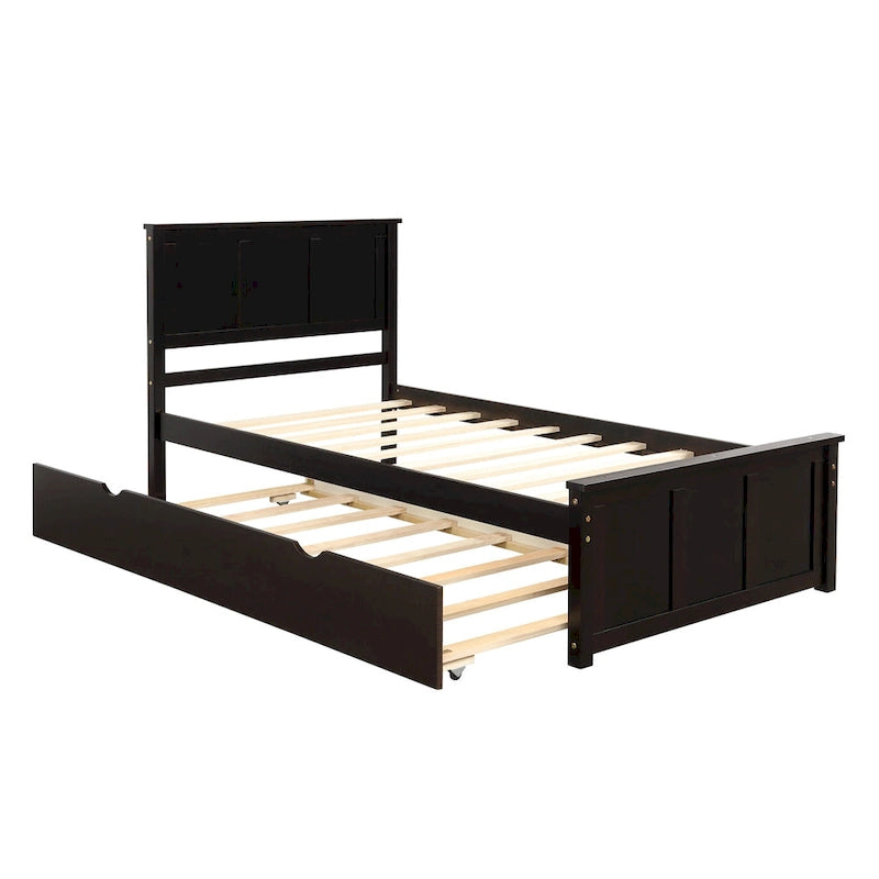 Espresso Platform Bed with Twin Size Trundle