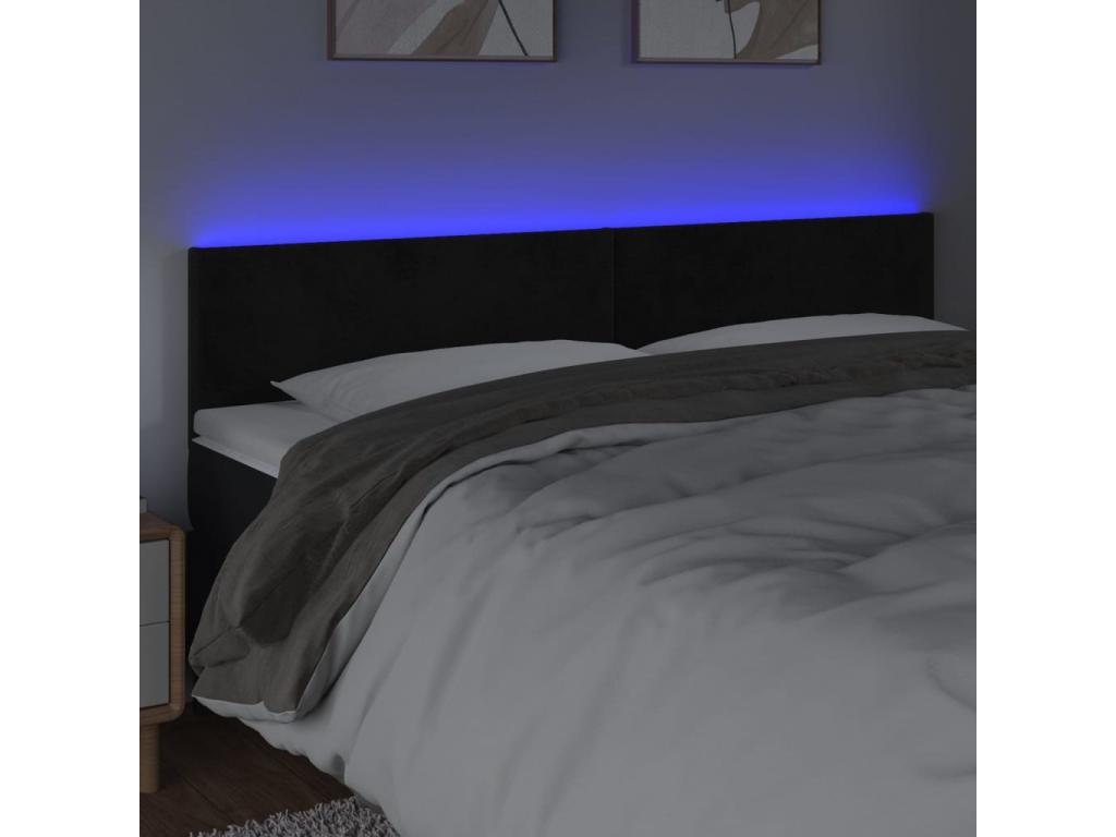 Black LED Headboard 200x5x78/88 cm Velvet 64524LBZQ
