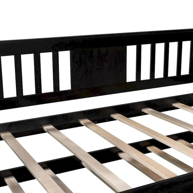 Twin Wooden Daybed with Trundle Bed , Sofa Bed for Bedroom Living Room