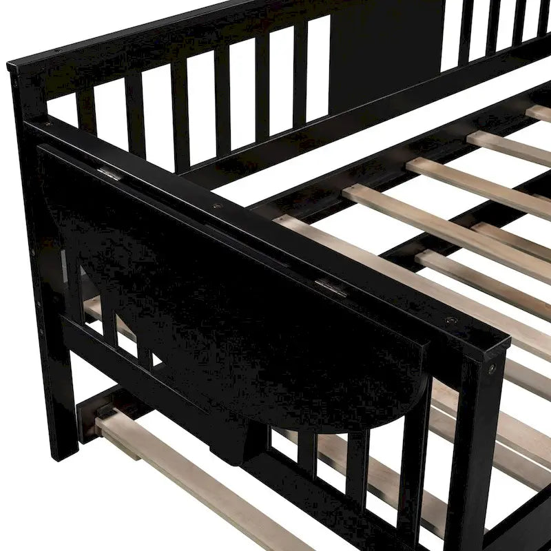 Twin Wooden Daybed with Trundle Bed , Sofa Bed for Bedroom Living Room
