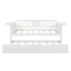 Twin Wooden Daybed with Trundle Bed , Sofa Bed for Bedroom Living Room