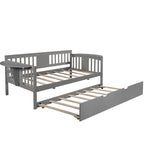 Twin Wooden Daybed with Trundle Bed , Sofa Bed for Bedroom Living Room
