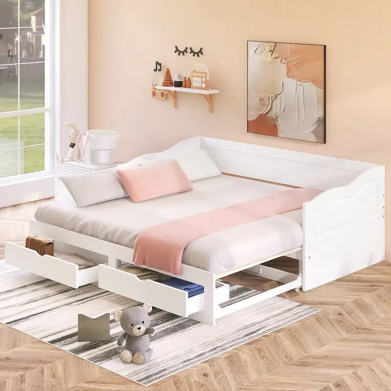Daybed with Trundle Bed and Storage Drawers