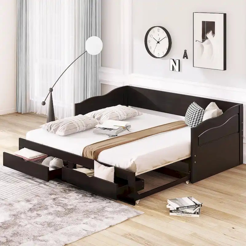 Daybed with Trundle Bed and Storage Drawers