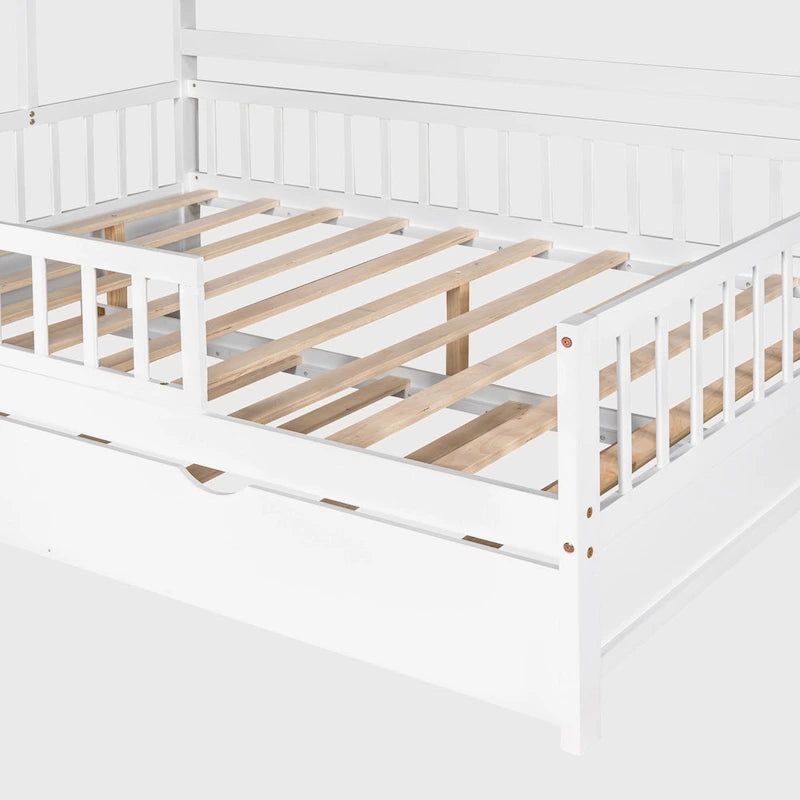 Full Size House Bed with Twin Size Trundle