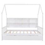 Wooden Full Size House Bed with Trundle