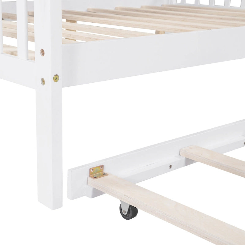Wooden Full Size House Bed with Trundle