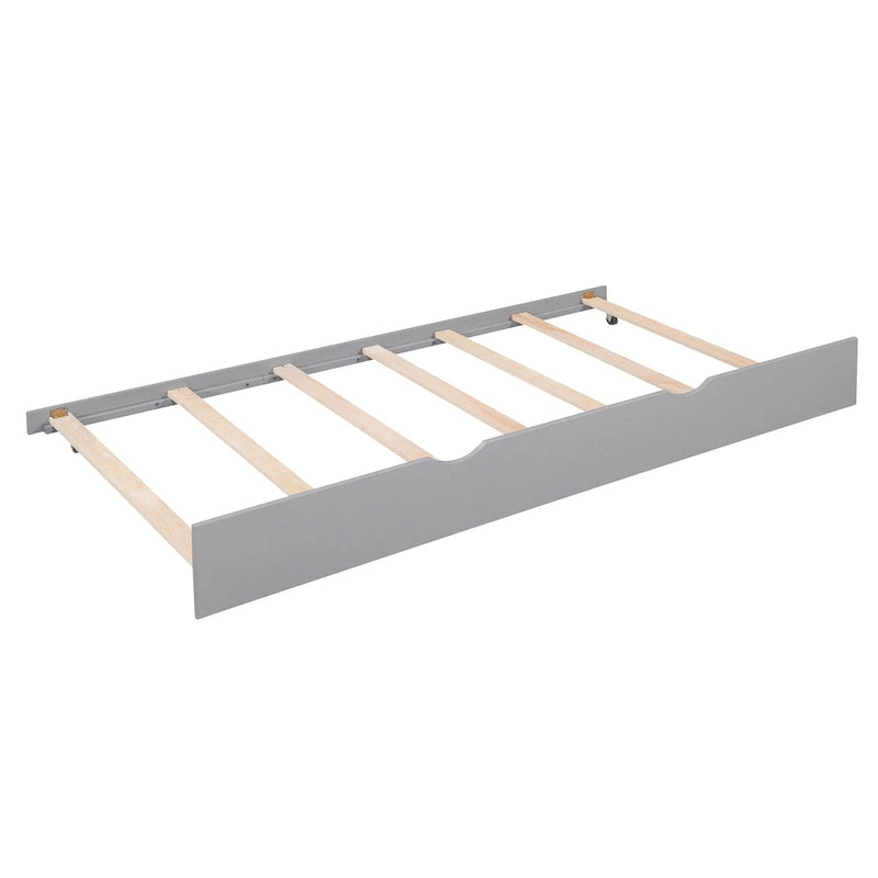 Wooden Full Size House Bed with Trundle