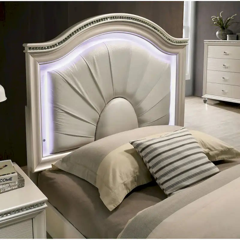 Ving Glam Wood LED Light Youth Panel Bed with Trundle by Furniture of America