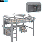 Full Size Loft Bed with Desk,Drawers and Bedside Tray,Charging Station