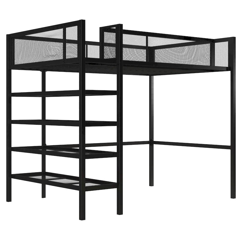 Avenue Greene Tammy Metal Twin Storage Loft with Bookcase