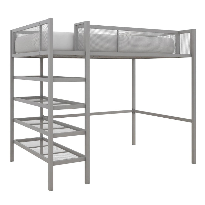 Avenue Greene Tammy Metal Twin Storage Loft with Bookcase