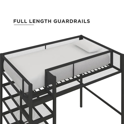 Avenue Greene Tammy Metal Twin Storage Loft with Bookcase