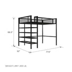 Avenue Greene Tammy Metal Twin Storage Loft with Bookcase