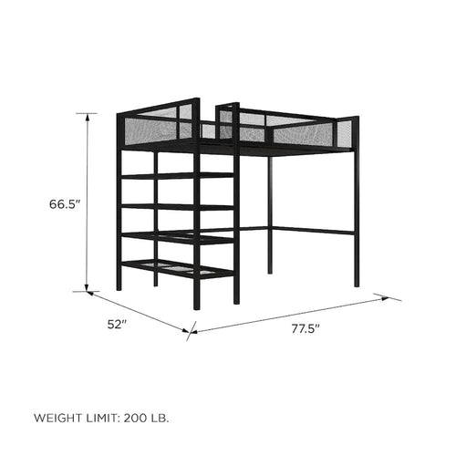 Avenue Greene Tammy Metal Twin Storage Loft with Bookcase