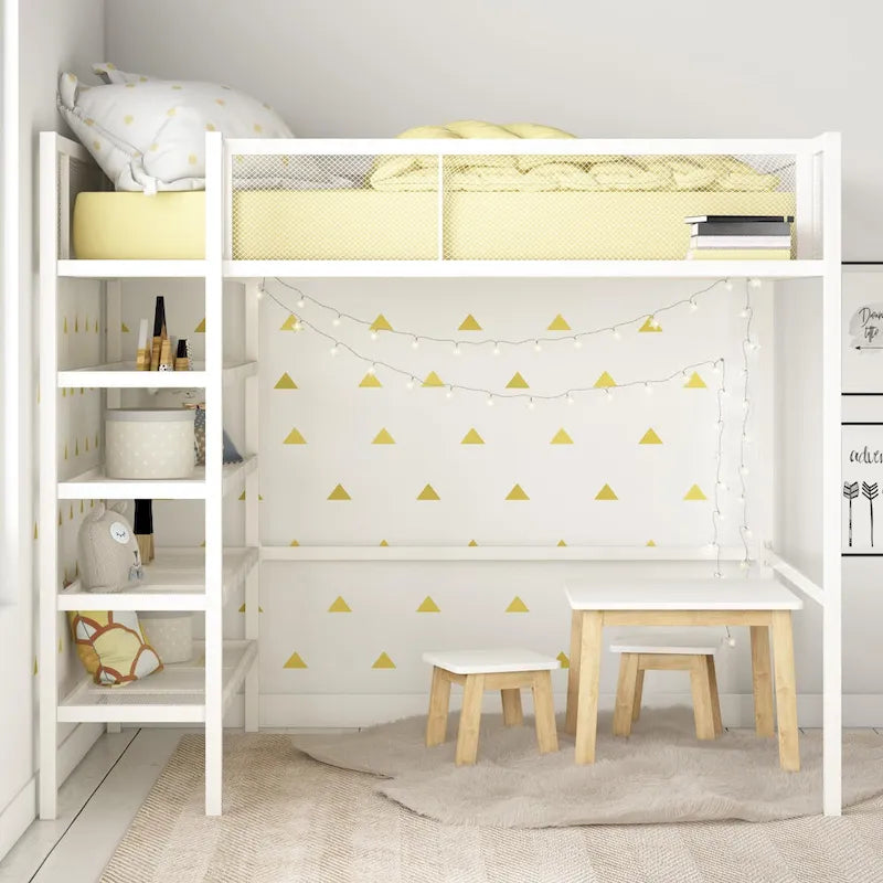 Avenue Greene Tammy Metal Twin Storage Loft with Bookcase