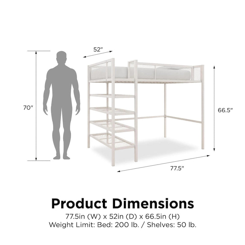 Avenue Greene Tammy Metal Twin Storage Loft with Bookcase