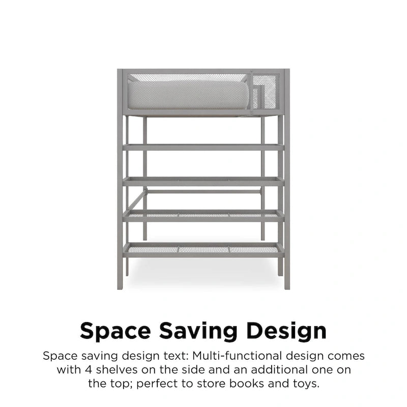 Avenue Greene Tammy Metal Twin Storage Loft with Bookcase