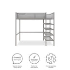 Avenue Greene Tammy Metal Twin Storage Loft with Bookcase