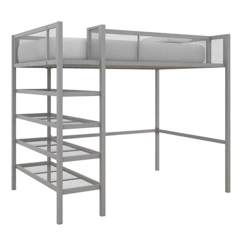 Avenue Greene Tammy Metal Twin Storage Loft with Bookcase