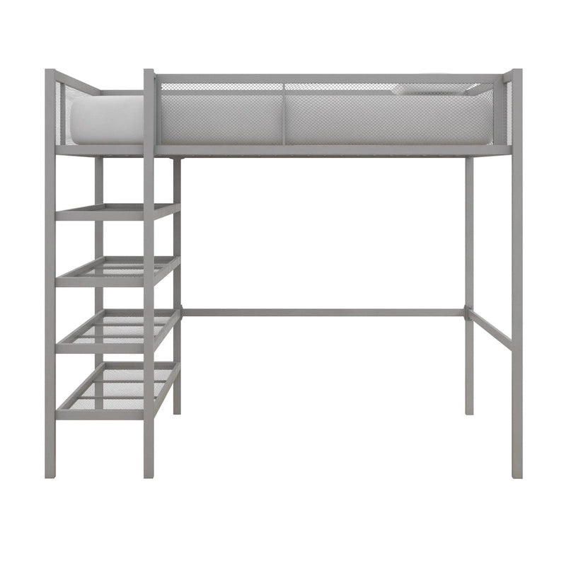 Avenue Greene Tammy Metal Twin Storage Loft with Bookcase