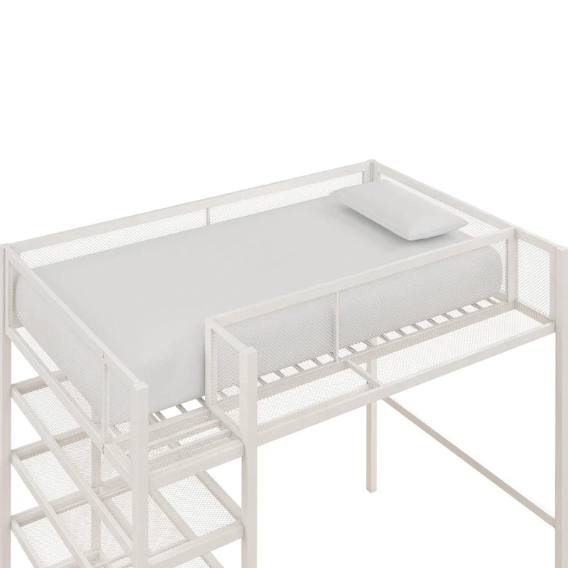 Avenue Greene Tammy Metal Twin Storage Loft with Bookcase