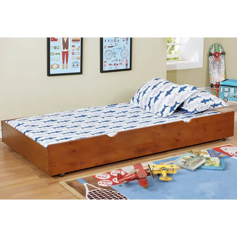 Bays Transitional Twin Wood Underbed Trundle with Casters by Furniture of America
