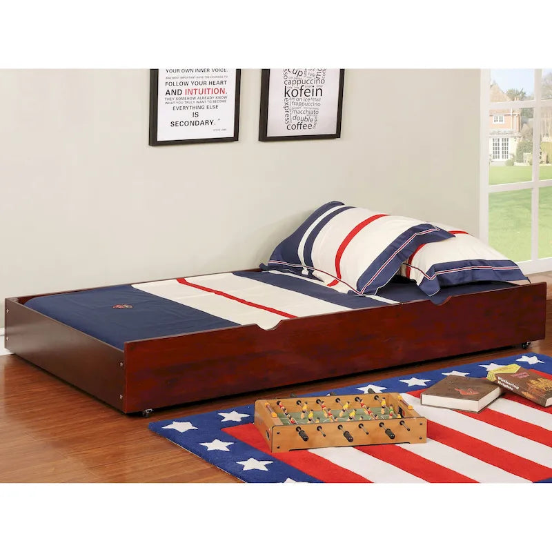 Bays Transitional Twin Wood Underbed Trundle with Casters by Furniture of America