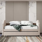 Daybed with Trundle, Full Size Upholstered Daybed with Twin Size Trundle
