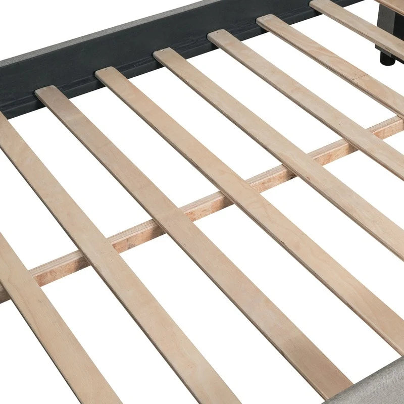 Daybed with Trundle, Full Size Upholstered Daybed with Twin Size Trundle