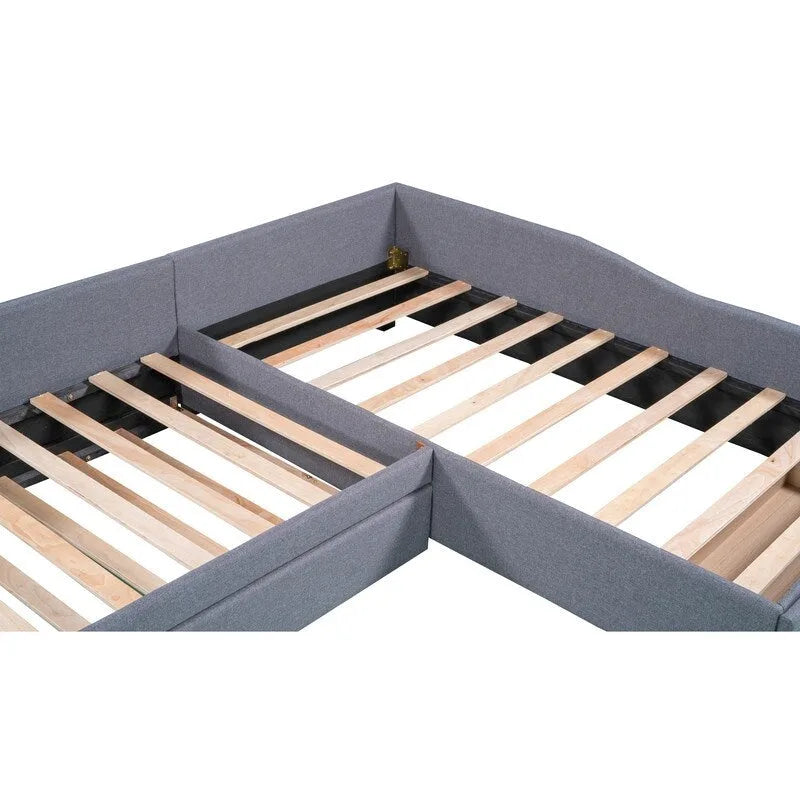 Upholstered Double Twin Size Daybed with Trundle and Drawer