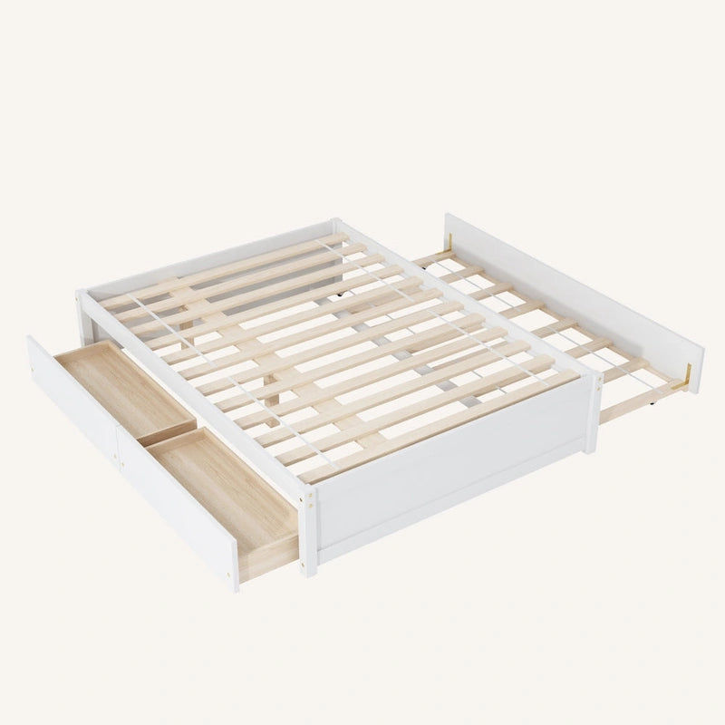 Full Bed With Twin Size Trundle And 2 Drawers