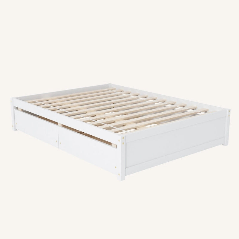 Full Bed With Twin Size Trundle And 2 Drawers