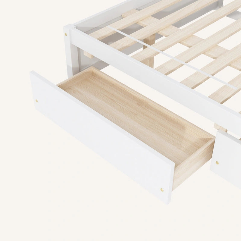 Full Bed With Twin Size Trundle And 2 Drawers