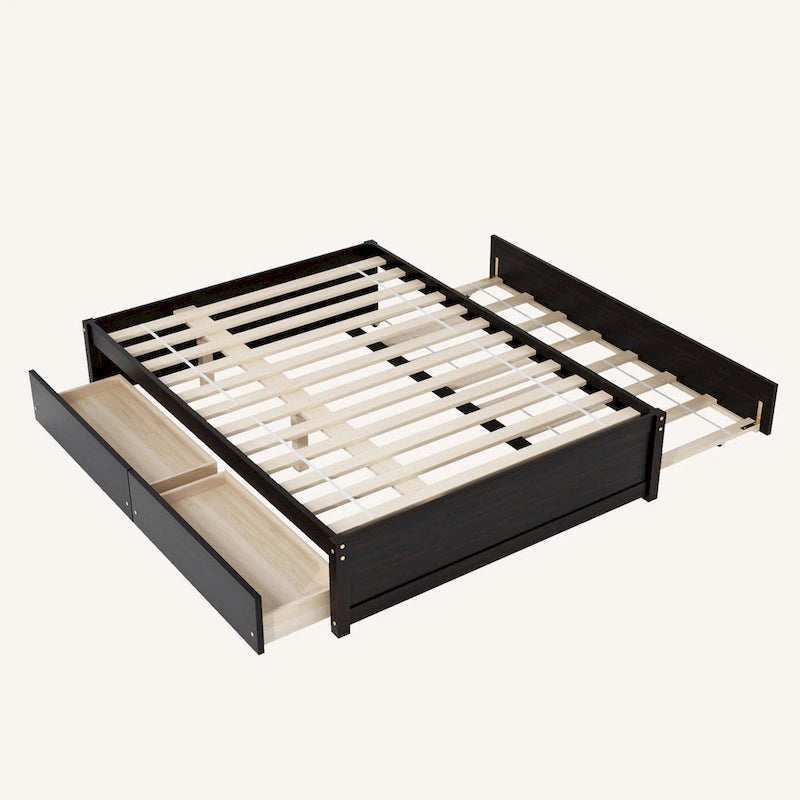 Full Bed With Twin Size Trundle And 2 Drawers