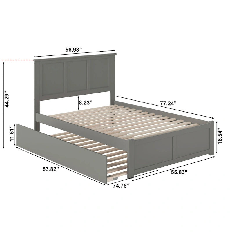 AFI Madison Full Size Platform Bed with Footboard & Full Trundle