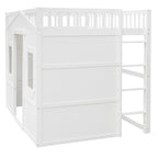 Full Size House Loft Bed With Ladder-Gray