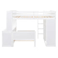 Full size Loft Bed with a twin size Stand-alone bed, Shelves,Desk,and Wardrobe-Espresso