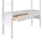 Full Size Loft Bed with Built-in Desk with Two Drawers, and Storage Shelves and Drawers,Gray