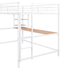 Full Metal Loft Bed with Desk and Shelve, Black