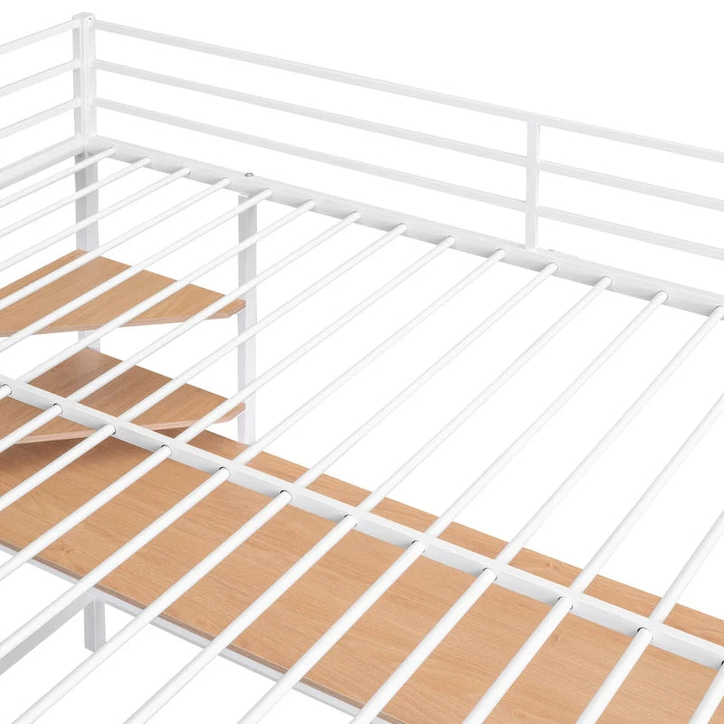 Full Metal Loft Bed with Desk and Shelve, Black