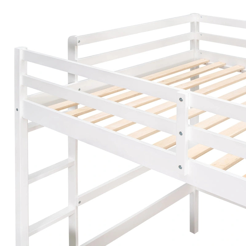 Full size Loft Bed with Desk and Writing Board, Wooden Loft Bed with Desk & 2 Drawers Cabinet- Espresso