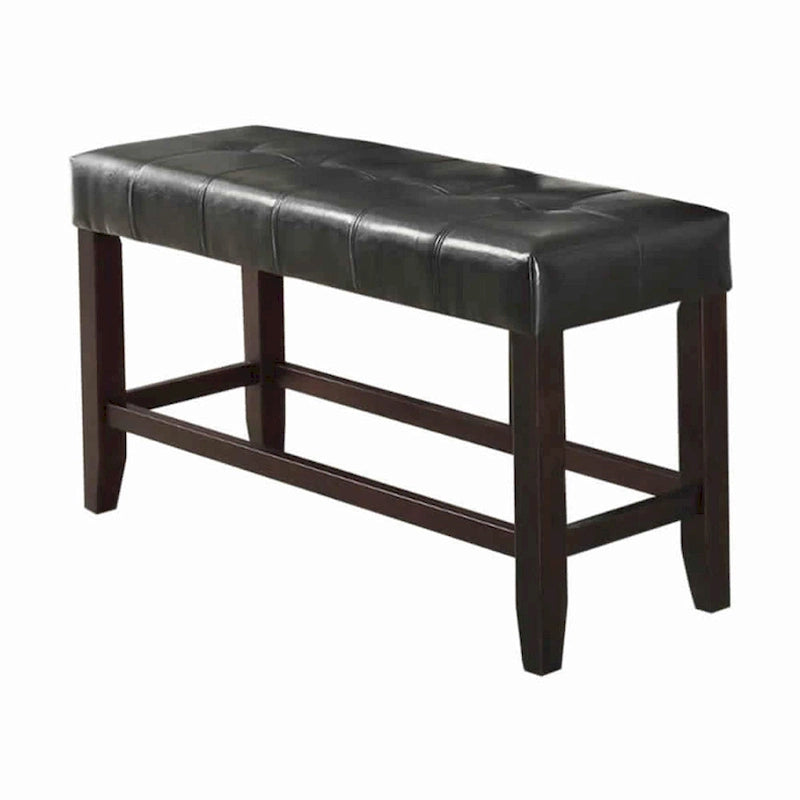 Wood Based High Bench with Tufted Seat Black and Brown