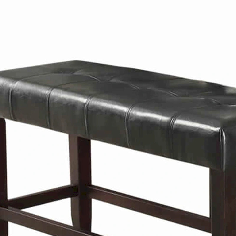 Wood Based High Bench with Tufted Seat Black and Brown