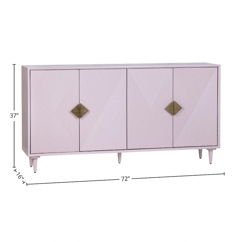 Four Door Wooden Sideboard with Gold Accents, Lilac Purple - 72