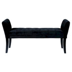 Fabric Button Tufted Padded Bench with Flared Cushioned Armrests, Black - 19 H x 53 W x 18 L Inches