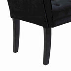 Fabric Button Tufted Padded Bench with Flared Cushioned Armrests, Black - 19 H x 53 W x 18 L Inches